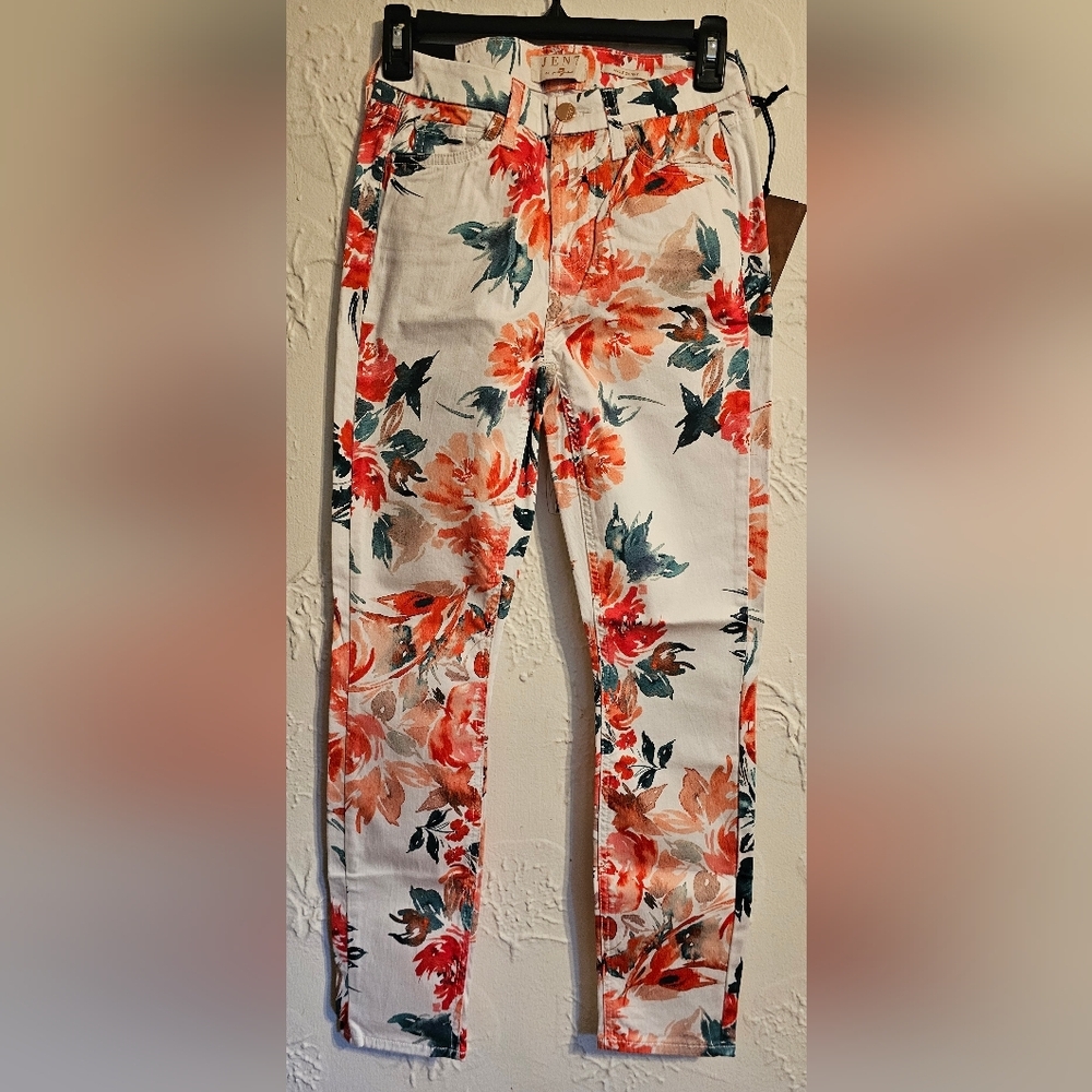 JEN7 Mankind Ivory Floral Ankle Skinny Leg Women's Jeans NWT 2